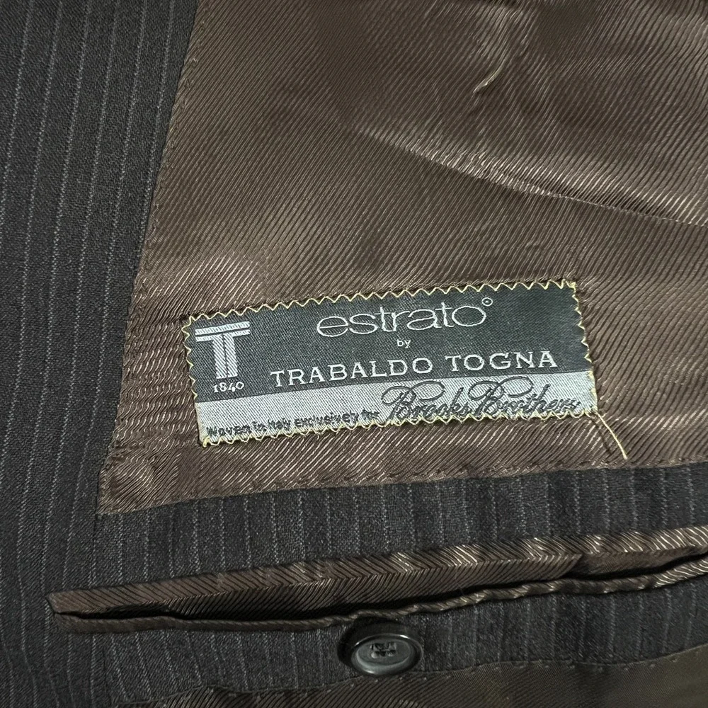 Brooks Brothers Regent Suit Jacket Mens 44R Gray Brown Striped Wool Blazer Italy